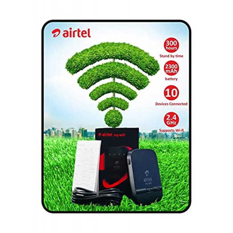 Airtel Xstream Wi-Fi Digitaltv Amf-311 Ww 150 Mbps Single Band Data Card (Black), 4G Hotspot Support with 2300 Mah Battery, Black