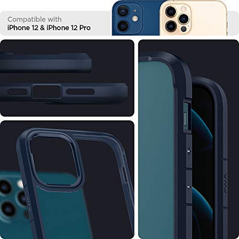 Spigen Ultra Hybrid Back Cover Case for iPhone 12 and iPhone 12 Pro (TPU + Poly Carbonate Navy Blue)