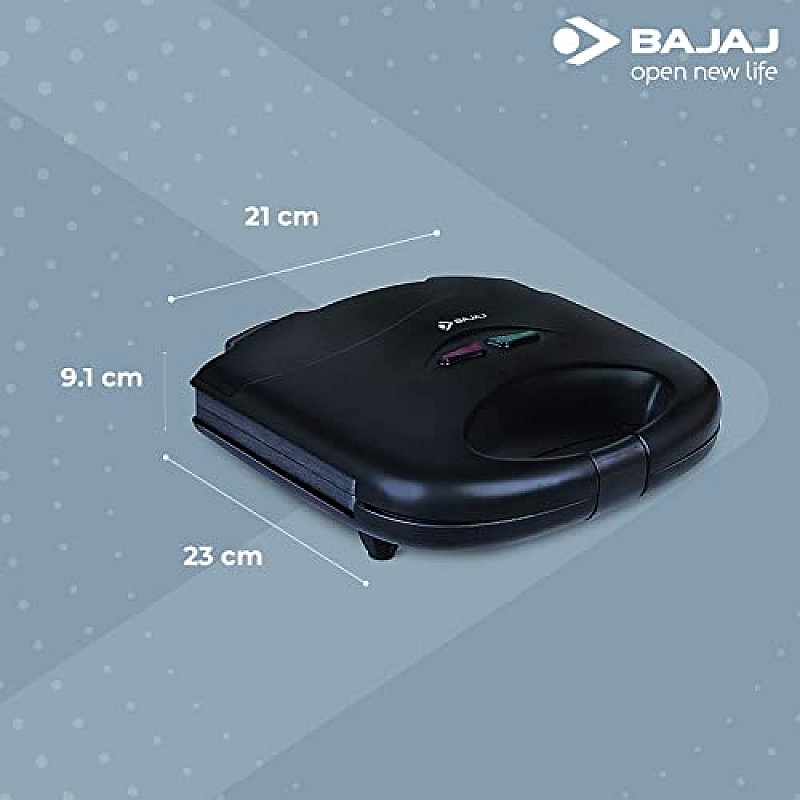 Bajaj SWX 4 Deluxe 800-Watt 2-Slice Grill Sandwich Maker Non-Stick Coated Plates for Easy-to-Clean Black Sandwich Toaster