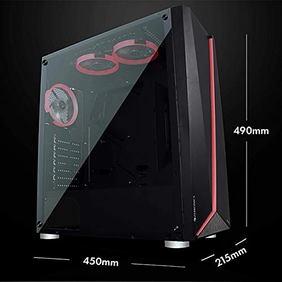 ZEBRONICS Zeb-Artemis Gaming Chasis, Tempered Glass, 3 RGB with Halo Ring Fans