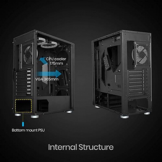 ZEBRONICS Zeb-Artemis Gaming Chasis, Tempered Glass, 3 RGB with Halo Ring Fans