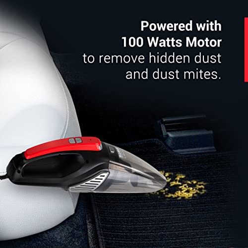 Eureka Forbes car Vac 100 Watts Powerful Suction Vacuum Cleaner with Washable (Black and Red) Eureka Forbes car Vac 100 Watts Powerful Suction Vacuum Cleaner with Washable (Black and Red)