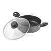 CELLO 3Pcs Prima Non-Stick Cookware Set Induction Base Kadhai, Fry Pan Non Stick Dosa Tawa With Glass Lid, Hammertone Black