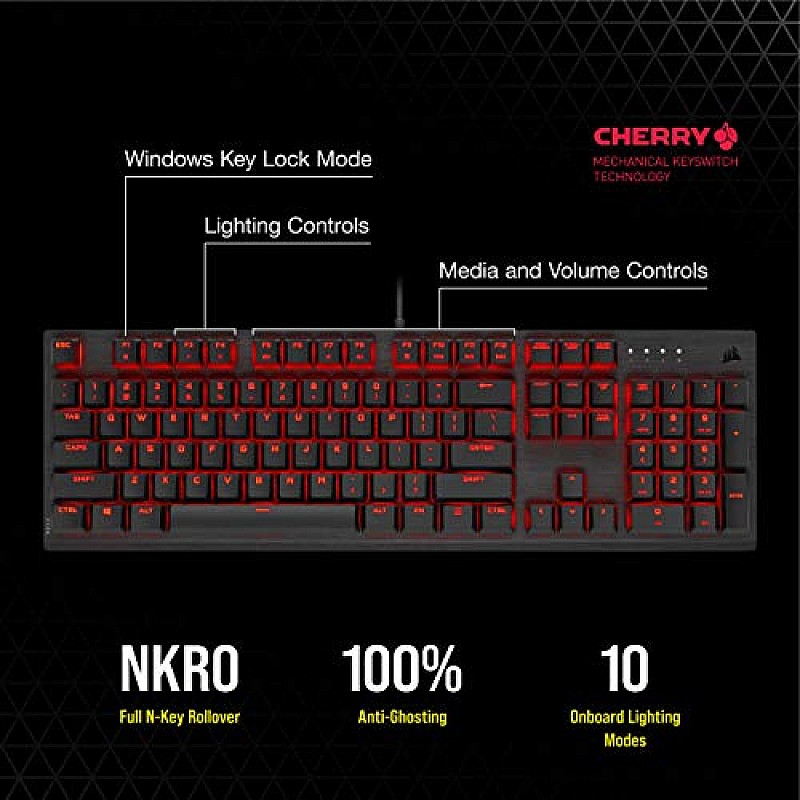 Corsair K60 RGB Pro Cherry USB Mechanical Key Switches-Durable Aluminum Frame-Customizable Per-Key RGB Backlighting Gaming Keyboard-Black