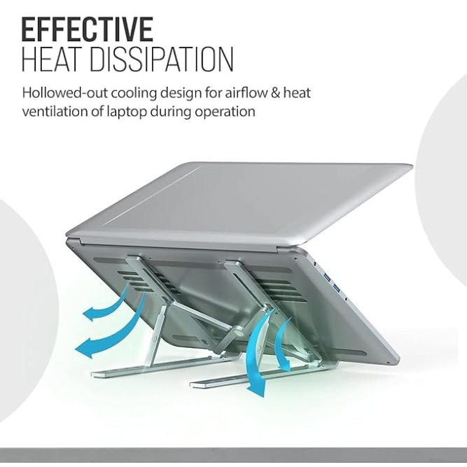Dyazo 6 Angles Adjustable Aluminum Ergonomic Foldable Portable Tabletop Laptop Desktop Riser Stand Holder (Silver) Dyazo 6 Angles Adjustable Aluminum Ergonomic Foldable Portable Tabletop Laptop Desktop Riser Stand Holder (Silver)