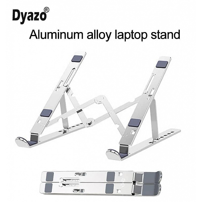 Dyazo 6 Angles Adjustable Aluminum Ergonomic Foldable Portable Tabletop Laptop Desktop Riser Stand Holder (Silver)