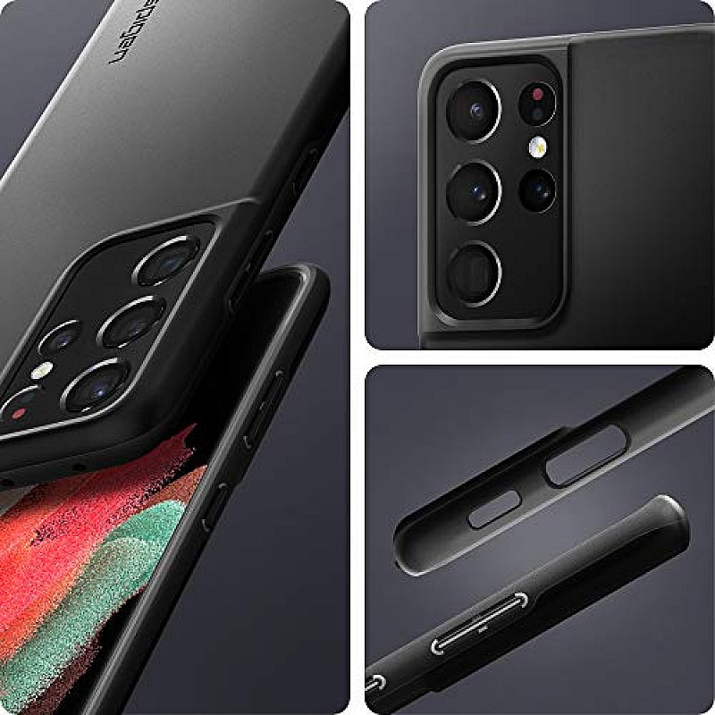 Spigen Thin Fit Back Cover Case for Samsung Galaxy S21 Ultra (TPU Matte Black)