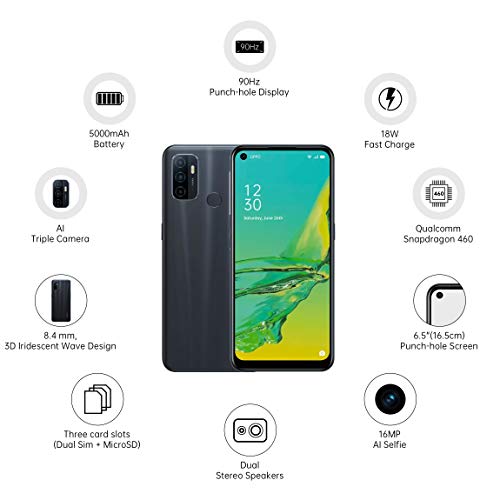 OPPO A53 (Electric Black, 4GB RAM, 64GB Storage Refurbished