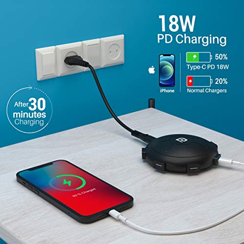 Portronics UFO PRO 6Ports, 60W Charging Station with PD + QC Output (Black) Portronics UFO PRO 6Ports, 60W Charging Station with PD + QC Output (Black)