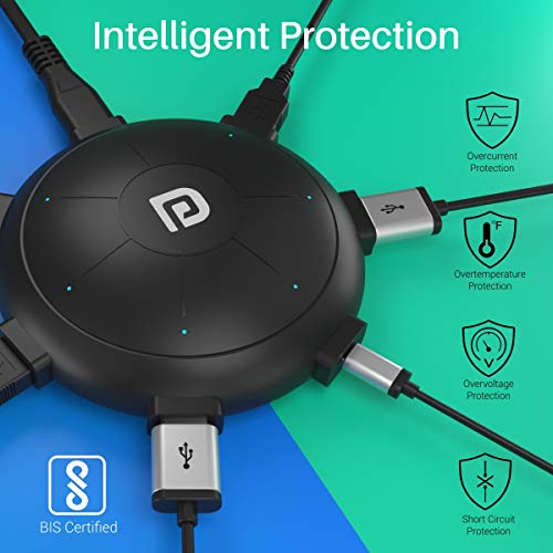 Portronics UFO PRO 6Ports, 60W Charging Station with PD + QC Output (Black) Portronics UFO PRO 6Ports, 60W Charging Station with PD + QC Output (Black)