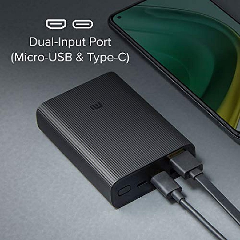 MI 10000mAh Lithium Ion  Pocket Pro Power Bank with 22.5 Watt Fast Charging Black