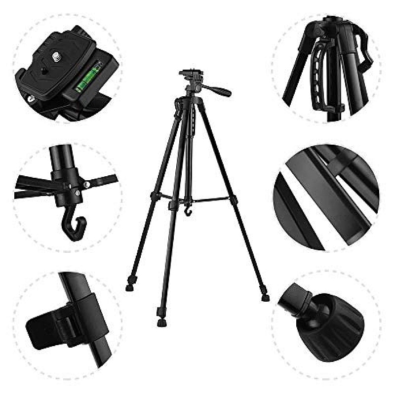 Tygot 3366 Aluminum Tripod (55-Inch), Universal Lightweight Tripod with Mobile Phone Holder Mount  Cameras