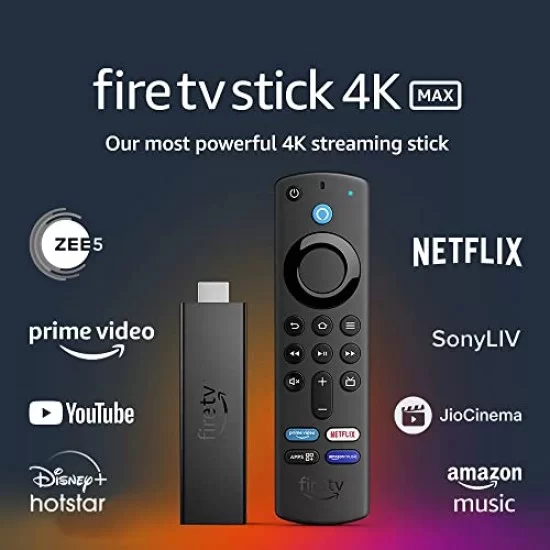 Fire TV Stick 4K Max streaming device, Wi-Fi 6, Alexa Voice Remote includes (TV controls)
