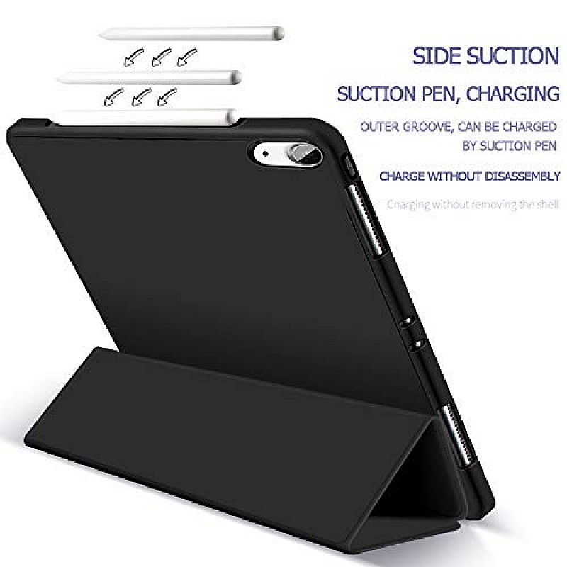 Robustrion Smart Flexible Trifold Flip Case Cover for iPad Air 5th Generation Cover iPad Air 4th Generation iPad Air 5th 4 10.9 inch - Black