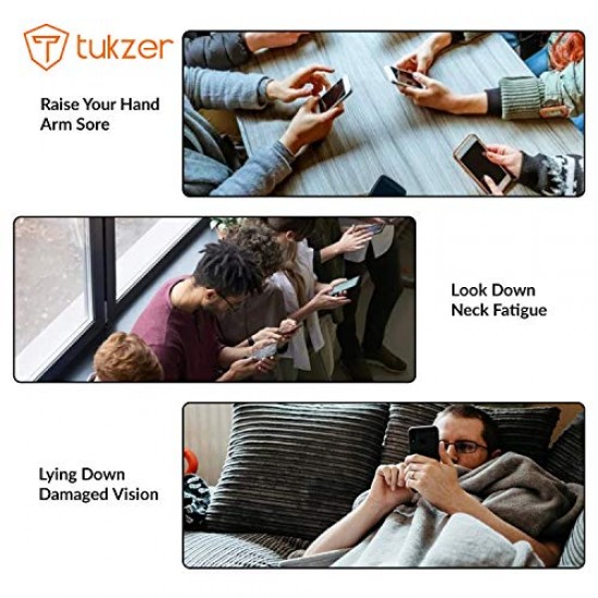 Tukzer Fully Foldable Tabletop Desktop Tablet Mobile Stand Holder - Angle & Height Adjustable for Desk, Cradle, (White)
