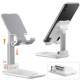 Tukzer Fully Foldable Tabletop Desktop Tablet Mobile Stand Holder - Angle & Height Adjustable for Desk, Cradle, (White)