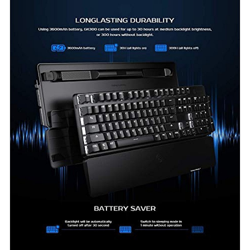 GameSir GK300 Wireless Mechanical Gaming Keyboard with LED Backlight Black