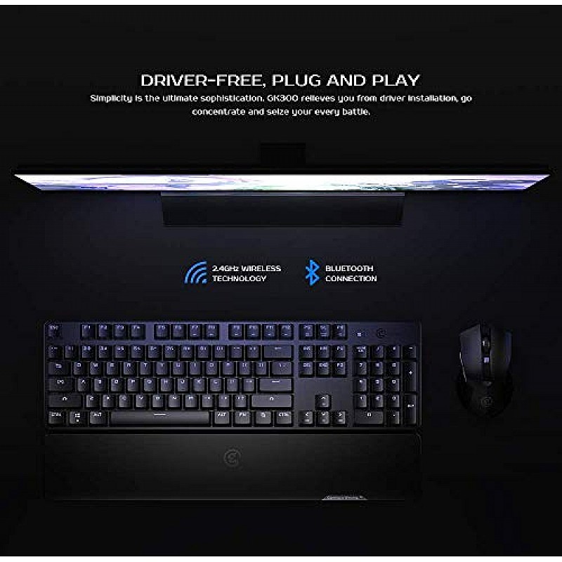 GameSir GK300 Wireless Mechanical Gaming Keyboard with LED Backlight Black