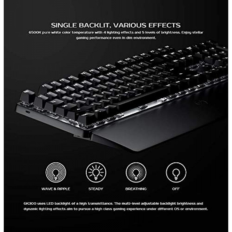 GameSir GK300 Wireless Mechanical Gaming Keyboard with LED Backlight Black