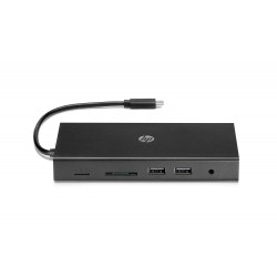 HP Travel USB-C Multi Port Hub Docking Station with USB-C RJ-45 HDMI SD and Micro SD Slots Black