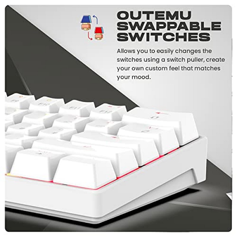 Cosmic Byte CB-GK-35 Themis 61 Key Mechanical Per Key RGB Gaming Keyboard with Outemu Swappable Red Switches and Software (White)