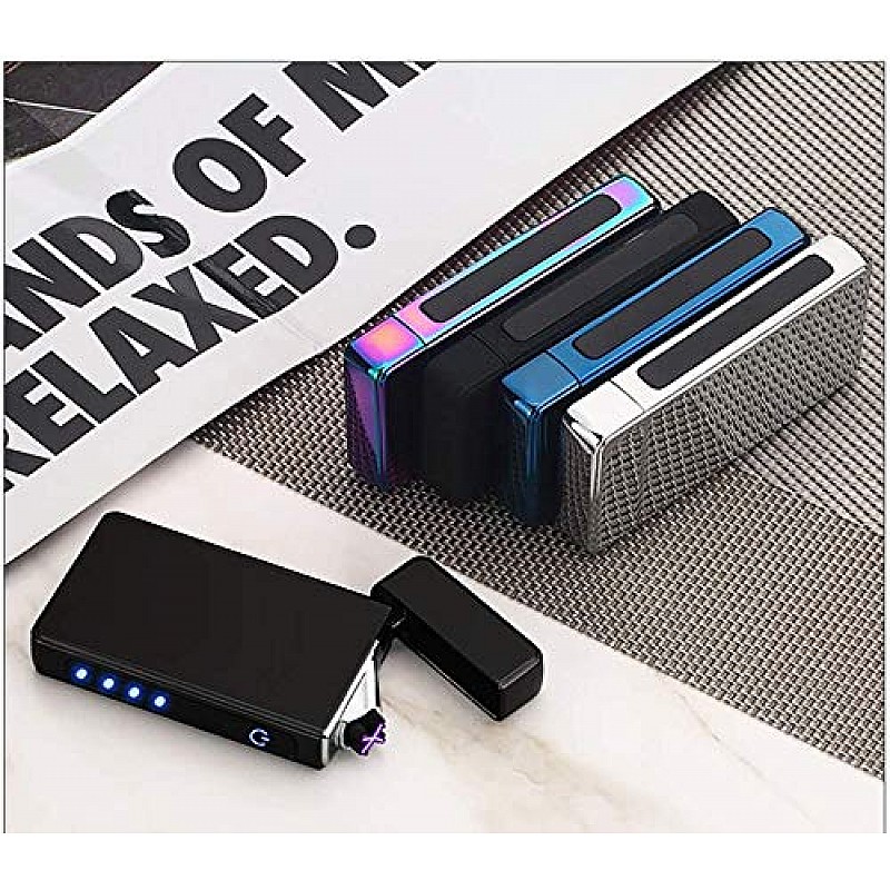 Airtree Electric Dual Arc Plasma Sensor Lighter Square Shape with LED Indicator Sensor, Fingerprint, USB Rechargeable 