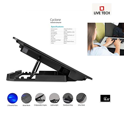 Live Tech Cyclone Laptop Cooling Pad Made with ABS Plastic with Iron Net Suitable for Laptop Size up to 15.6” Live Tech Cyclone Laptop Cooling Pad Made with ABS Plastic with Iron Net Suitable for Laptop Size up to 15.6”