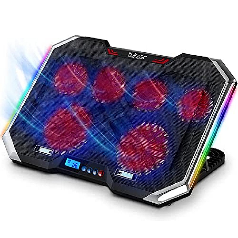 Tukzer RGB Laptop Cooling Pad, Portable Slim Quiet USB Powered Gaming Cooler Stand Chill Mat