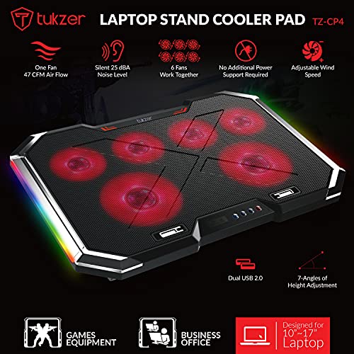 Tukzer RGB Laptop Cooling Pad, Portable Slim Quiet USB Powered Gaming Cooler Stand Chill Mat Tukzer RGB Laptop Cooling Pad, Portable Slim Quiet USB Powered Gaming Cooler Stand Chill Mat