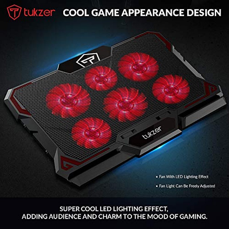 Tukzer RGB Laptop Cooling Pad, Portable Slim Quiet USB Powered Gaming Cooler Stand Chill Mat