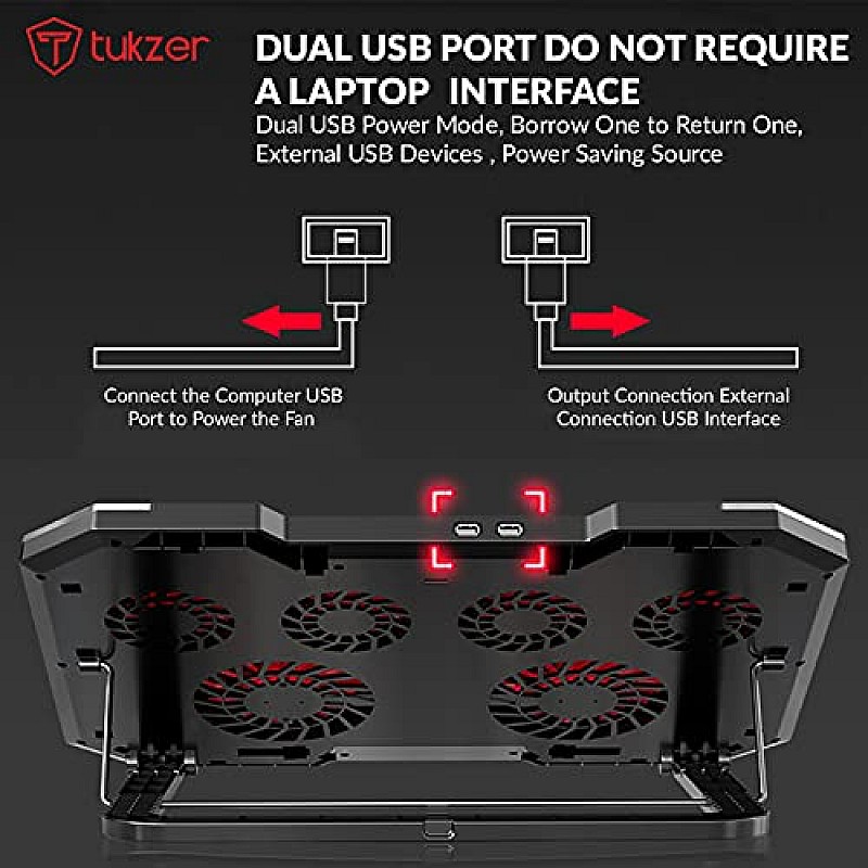 Tukzer RGB Laptop Cooling Pad, Portable Slim Quiet USB Powered Gaming Cooler Stand Chill Mat