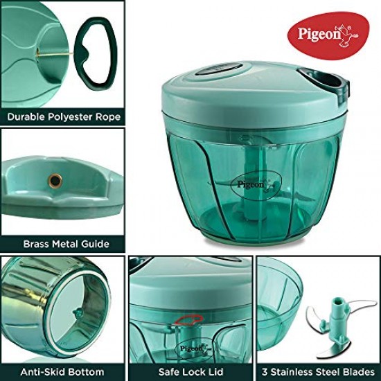 Pigeon Combo Pack of Chopper XL, Mini DOYO DT Vegetable and Fruit Chopper Plastic, Green, Transparent 