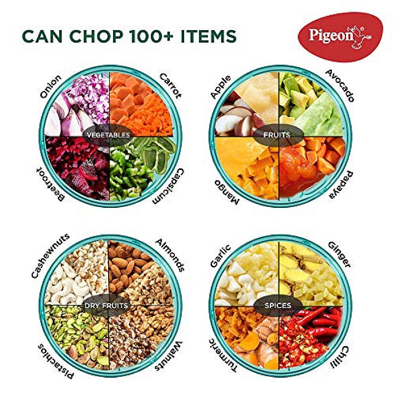 Pigeon Combo Pack of Chopper XL, Mini DOYO DT Vegetable and Fruit Chopper Plastic, Green, Transparent 