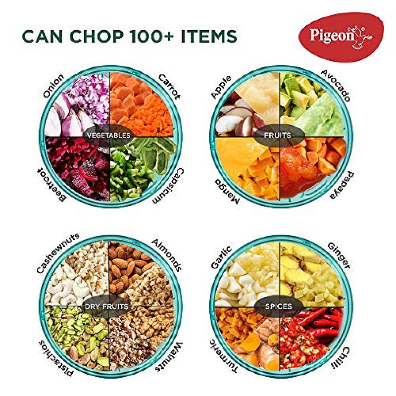 Pigeon Combo Pack of Chopper XL, Mini DOYO DT Vegetable and Fruit Chopper Plastic, Green, Transparent 