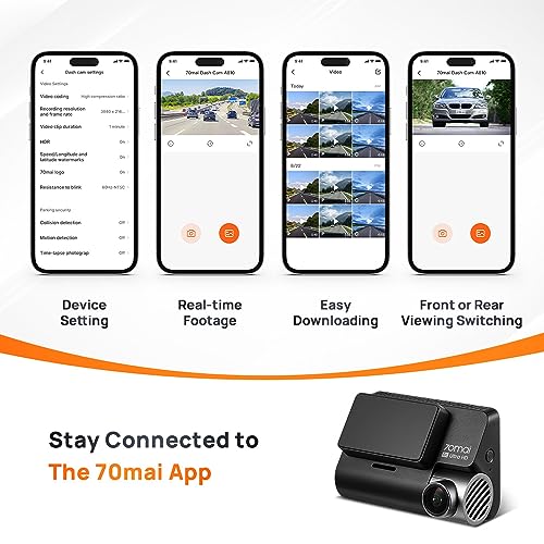 70mai A800S True 4K Dual Channel Car Dash Camera, 2160P Front and 1080P Rear, Built-in GPS Logger, IMX415 Sensor Dash cam 70mai A800S True 4K Dual Channel Car Dash Camera, 2160P Front and 1080P Rear, Built-in GPS Logger, IMX415 Sensor Dash cam