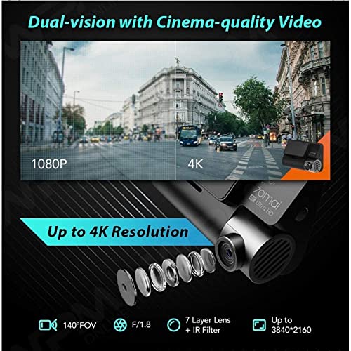 70mai A800S True 4K Dual Channel Car Dash Camera, 2160P Front and 1080P Rear, Built-in GPS Logger, IMX415 Sensor Dash cam 70mai A800S True 4K Dual Channel Car Dash Camera, 2160P Front and 1080P Rear, Built-in GPS Logger, IMX415 Sensor Dash cam