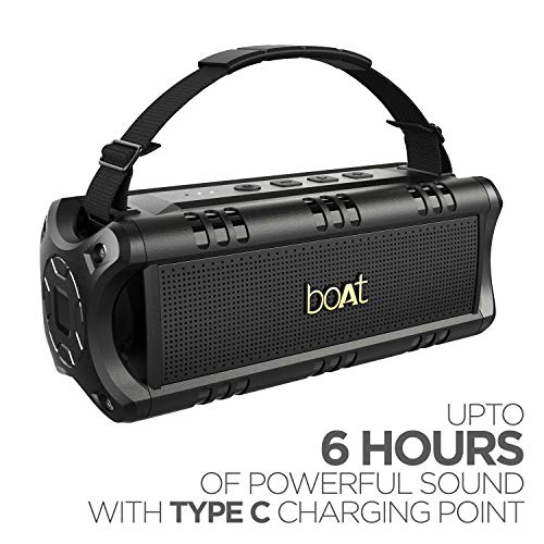 boAt Stone 1400 Mini 18W Bluetooth Speaker with Upto 6 hours Playback, IPX5 Water Resistance, Type C Charging, TWS feature((Active Black) boAt Stone 1400 Mini 18W Bluetooth Speaker with Upto 6 hours Playback, IPX5 Water Resistance, Type C Charging, TWS feature((Active Black)