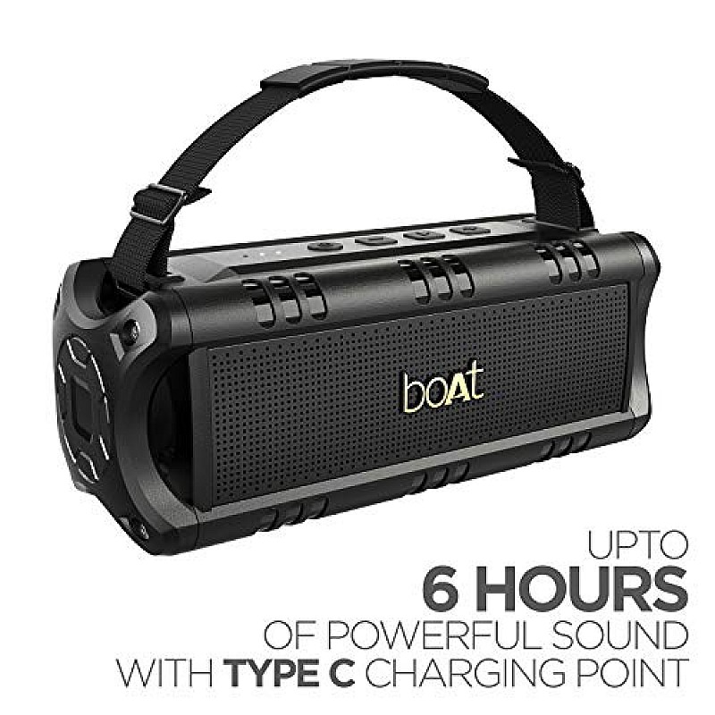 boAt Stone 1400 Mini 18W Bluetooth Speaker with Upto 6 hours Playback, IPX5 Water Resistance, Type C Charging, TWS feature((Active Black)