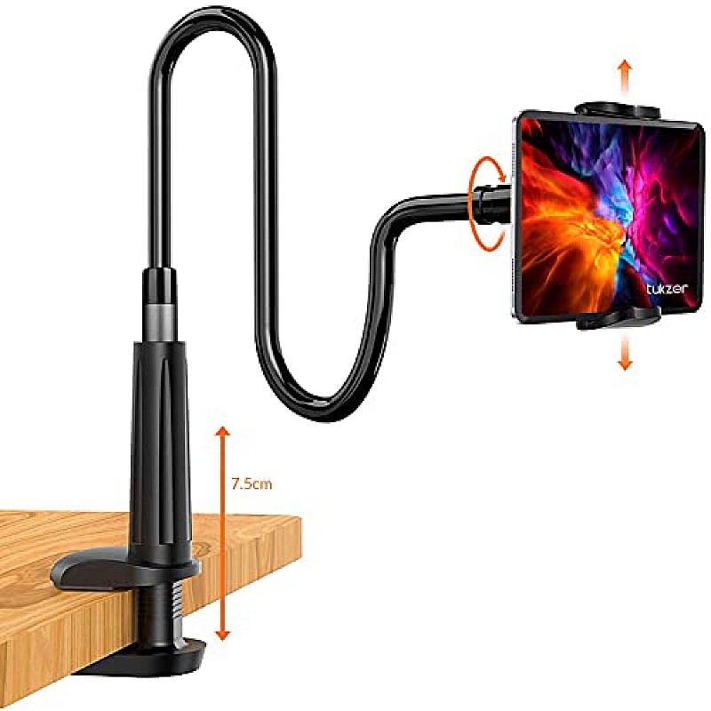 Tukzer Universal Tabletop Mobile & Tablet Holder with 360 Degree Flexible Rotation for Bed, Table, Kitchen, Bathroom  (Black)