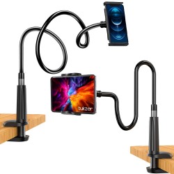 Tukzer Universal Tabletop Mobile & Tablet Holder with 360 Degree Flexible Rotation for Bed, Table, Kitchen, Bathroom  (Black)