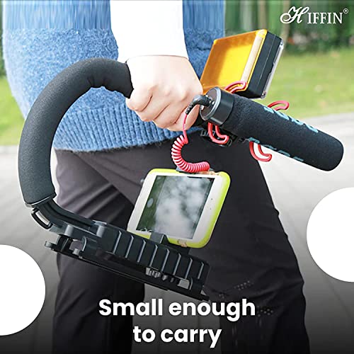 HIFFIN 3 in 1 Universal Stabilizer C-Shape Bracket Video Handheld Grip + Ball Head Hot Shoe Adapter + Mobile Phone Clip Holder HIFFIN 3 in 1 Universal Stabilizer C-Shape Bracket Video Handheld Grip + Ball Head Hot Shoe Adapter + Mobile Phone Clip Holder