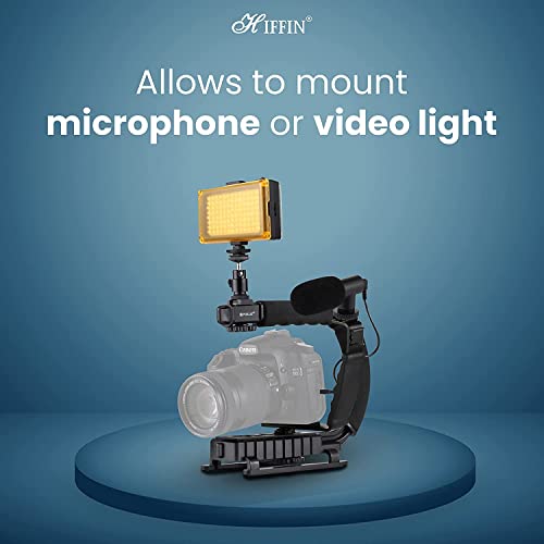 HIFFIN 3 in 1 Universal Stabilizer C-Shape Bracket Video Handheld Grip + Ball Head Hot Shoe Adapter + Mobile Phone Clip Holder HIFFIN 3 in 1 Universal Stabilizer C-Shape Bracket Video Handheld Grip + Ball Head Hot Shoe Adapter + Mobile Phone Clip Holder