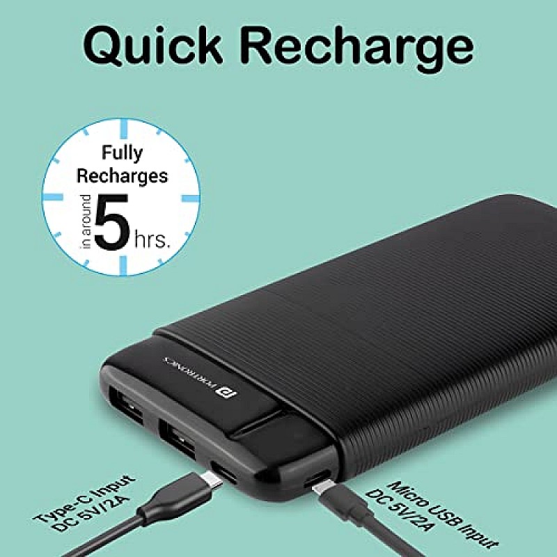 Portronics Power PRO 10K 10000 mAh,10w Slim Power Bank with Dual USB Output Port for iPhone, Anrdoid & Other Devices.(Black)