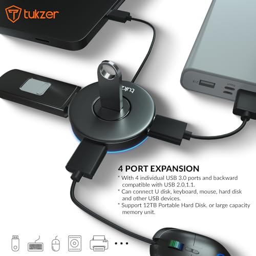 Tukzer 4-Ports USB A to USB 3.0 HUB with High-Speed Data Transfer & Fast Charging| Compatible for MacBook, Mac Mini, iMac Pro (Black) Tukzer 4-Ports USB A to USB 3.0 HUB with High-Speed Data Transfer & Fast Charging| Compatible for MacBook, Mac Mini, iMac Pro (Black)