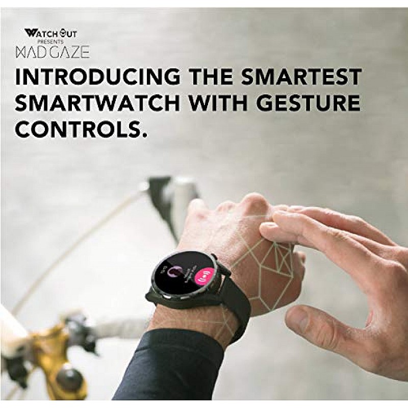 WatchOut Wearables Presents Mad Gaze : World's First Gesture Controlled Smartwatch (Black)