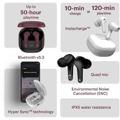 Noise Buds Prima 2 In Ear Earbuds Bluetooth Headset (Pearl White) Noise Buds Prima 2 In Ear Earbuds Bluetooth Headset (Pearl White)
