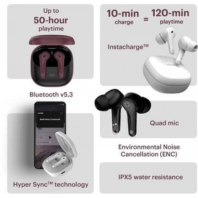 Noise Buds Prima 2 In Ear Earbuds Bluetooth Headset (Pearl White)