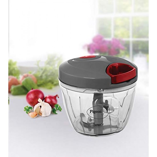 Pigeon Plastic Large Handy and Compact Chopper with 3 Blades  (14646, 650 ml, Grey)