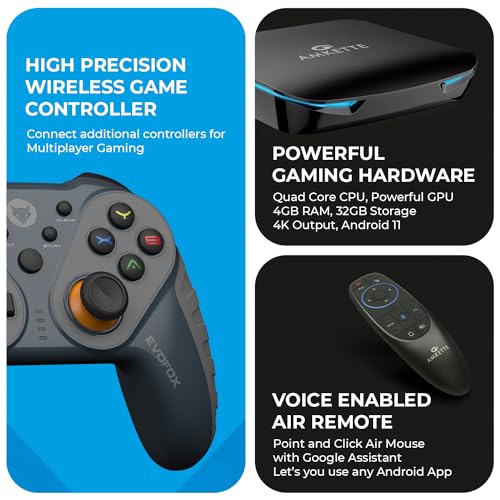 EvoFox Game Box TV Gaming Console With Smart Remote and Game Controller 4 GB RAM, 32 GB Storage 3D GPU, 4-Core Processor Coal Black EvoFox Game Box TV Gaming Console With Smart Remote and Game Controller 4 GB RAM, 32 GB Storage 3D GPU, 4-Core Processor Coal Black