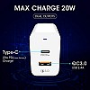 Powerup stay charged 20W Dual Port USB Wall Charge Adapter for Smartphones/Tablet with BIS Certified in-Built Auto-Detect Technology.